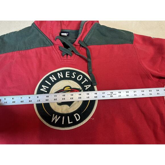 CCM Minnesota Wild Lace up Hoodie NHL Hockey Vintage Mens Large Faded Red Green - Picture 12 of 12